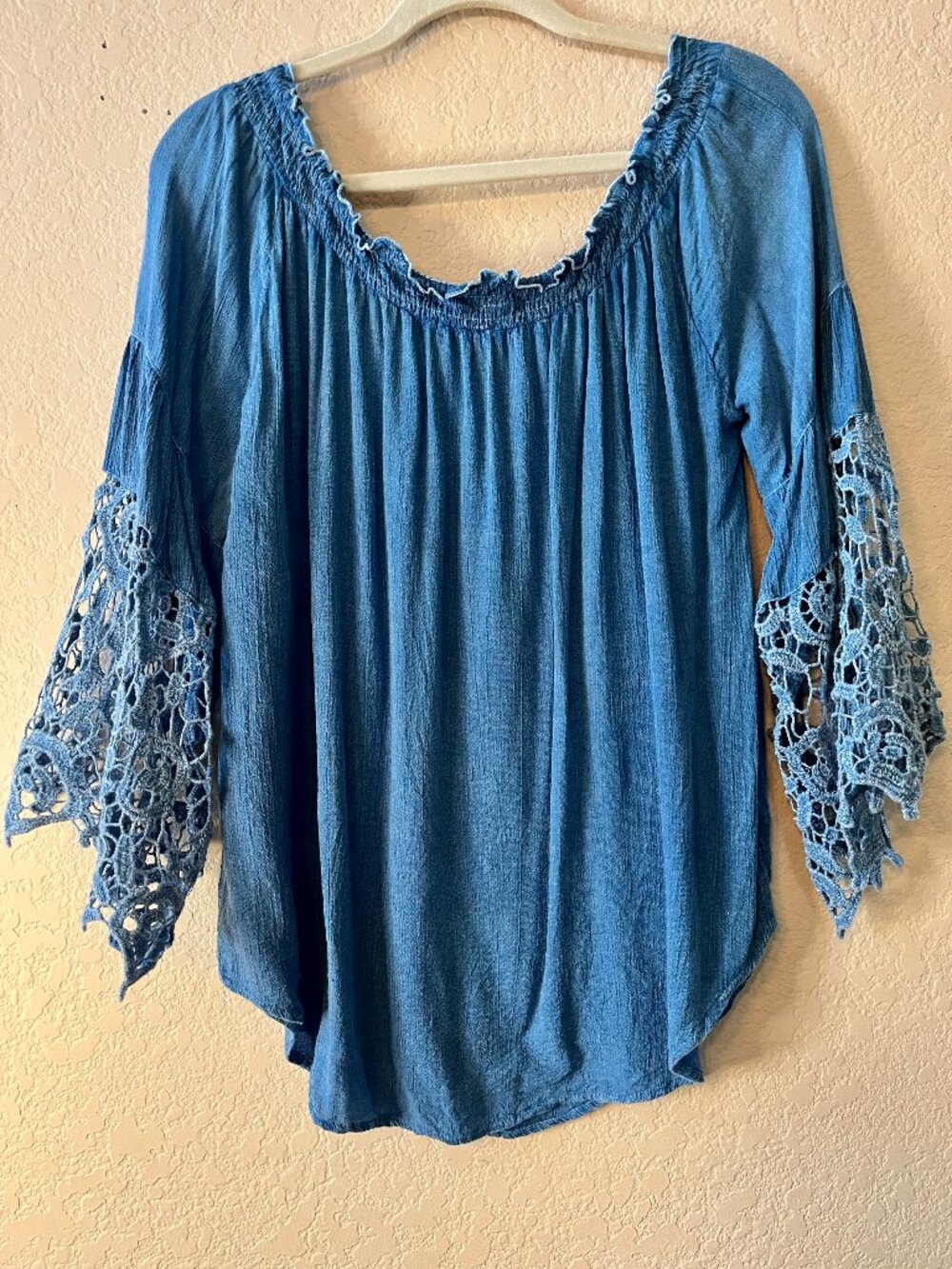 Bohemian Blouse with embroidered Flowy Sleeves Medium